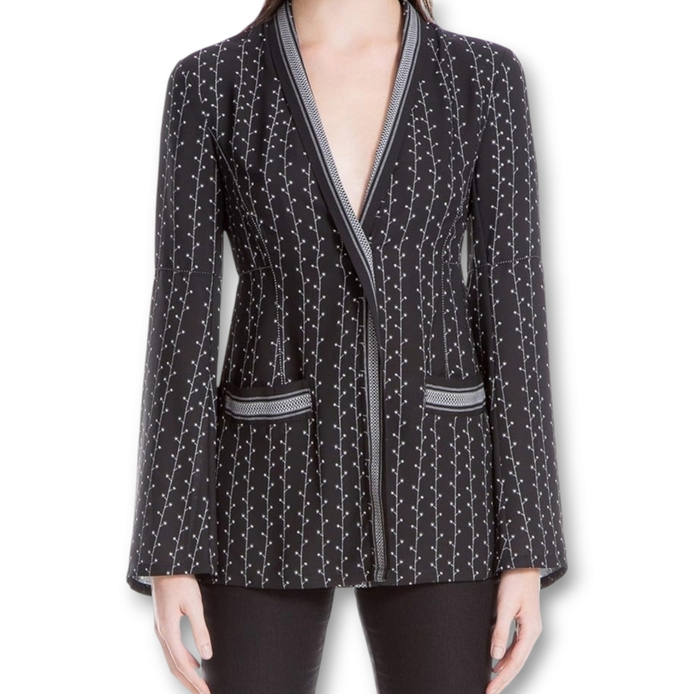 MAX STUDIO LONDON Womens Printed One Button Blazer Jacket